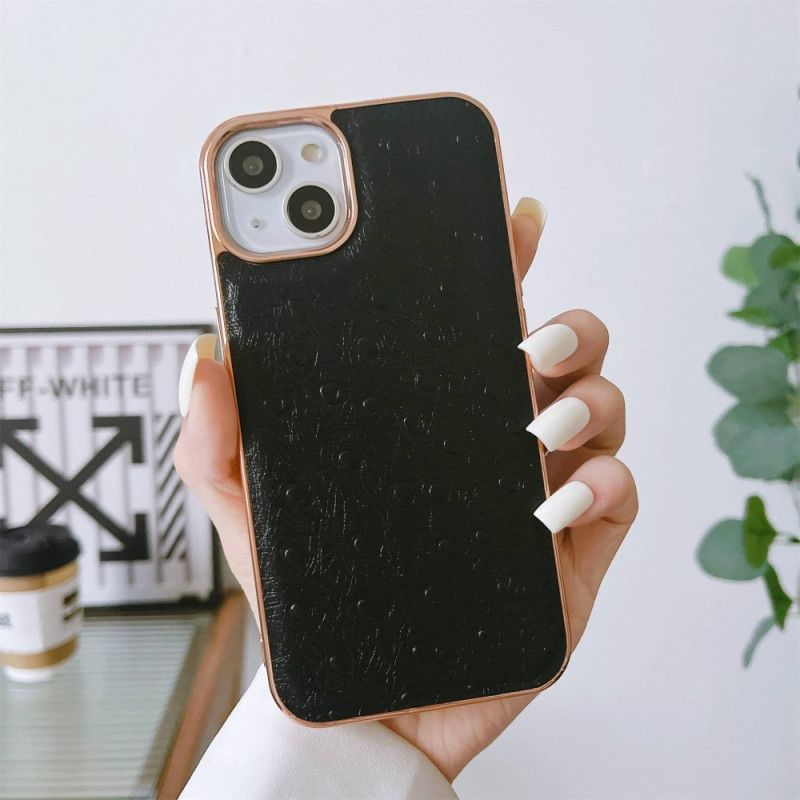 Kryt Na iPhone 14 Texturovaná Pravá Kůže