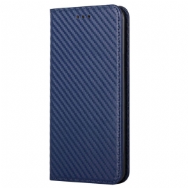 Kryty Na Mobil Na iPhone 14 Na Lana Flipové Pouzdro Strappy Carbon Fiber Style