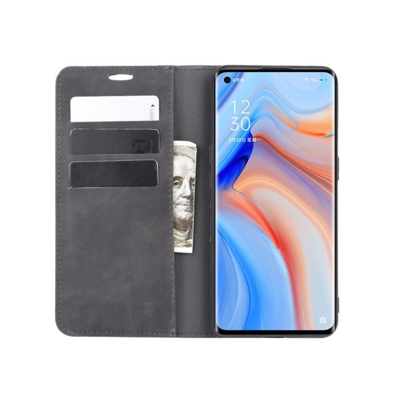 Flipové Pouzdro Na Oppo Reno 4 Pro 5G Obchodní Retro Kožený Efekt