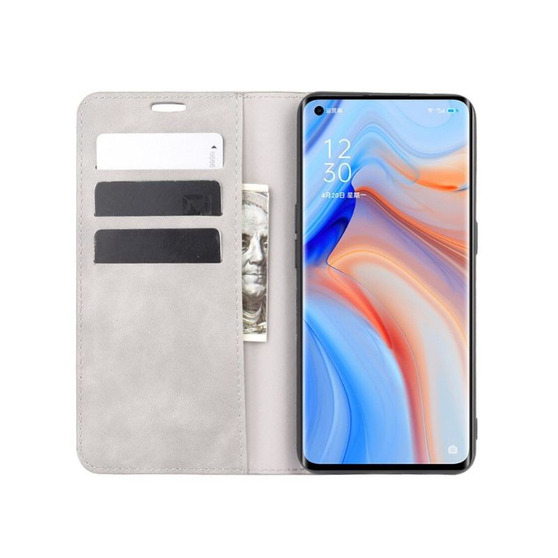 Flipové Pouzdro Na Oppo Reno 4 Pro 5G Obchodní Retro Kožený Efekt