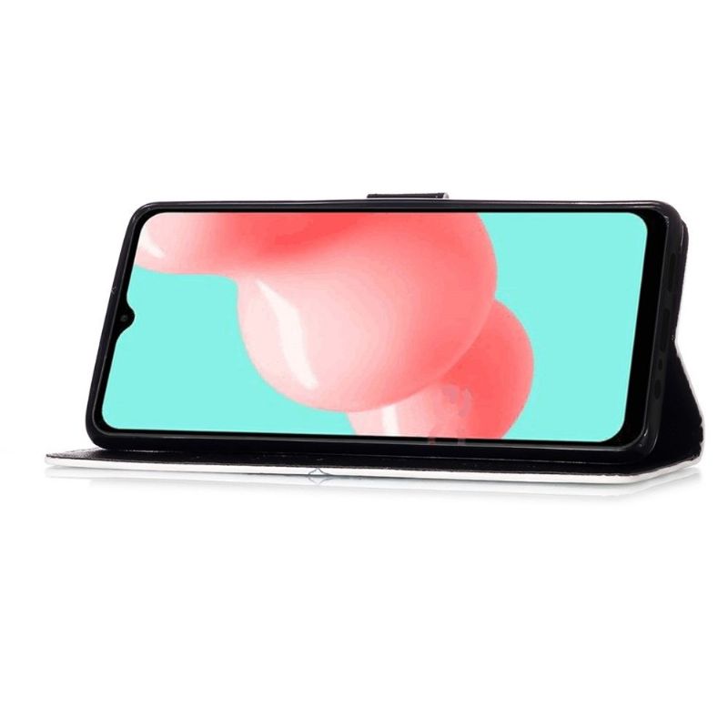 Flipové Pouzdro Na Samsung Galaxy A32 5G Květiny Lebek