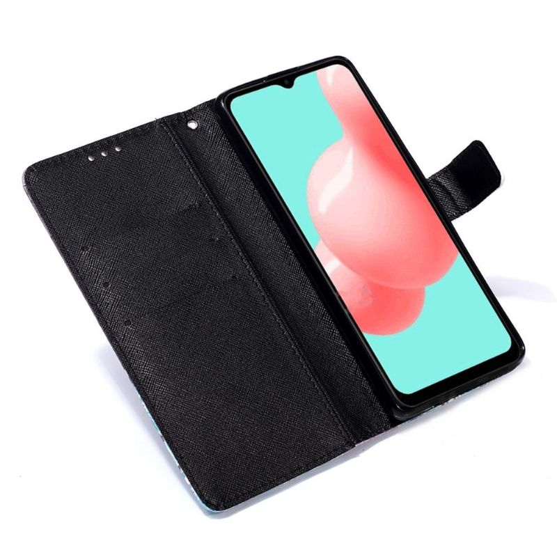 Flipové Pouzdro Na Samsung Galaxy A32 5G Květiny Lebek