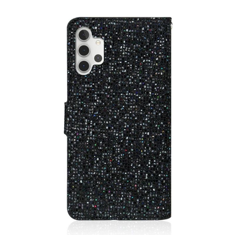 Kožené Pouzdro Na Samsung Galaxy A32 5G Držák Na Třpytivé Karty