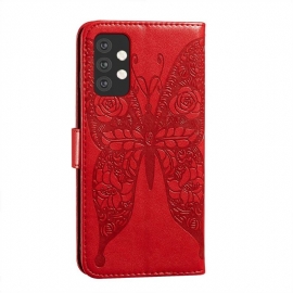 Kožené Pouzdro Na Samsung Galaxy A32 5G Pomocný Motýl