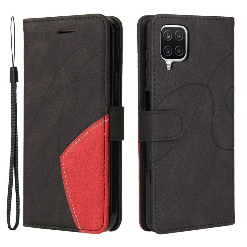 Flipové Pouzdro Na Samsung Galaxy M12 / A12 Dvoubarevná Charakteristická Umělá Kůže