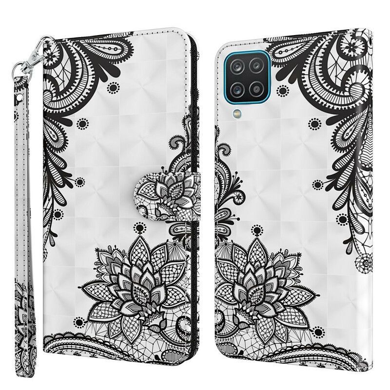 Flipové Pouzdro Na Samsung Galaxy M12 / A12 Elegantní Krajka