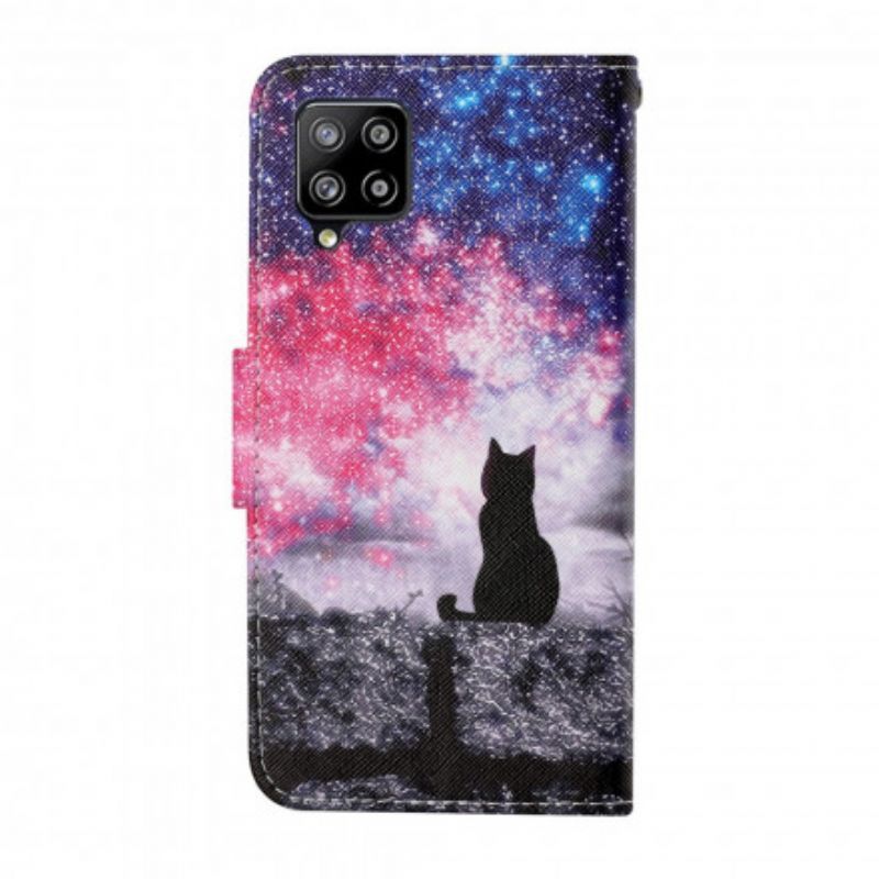 Flipové Pouzdro Na Samsung Galaxy M12 / A12 Kočičí Příběhy S Lanyardem