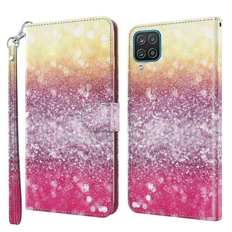 Flipové Pouzdro Na Samsung Galaxy M12 / A12 Magenta Glitter Gradient