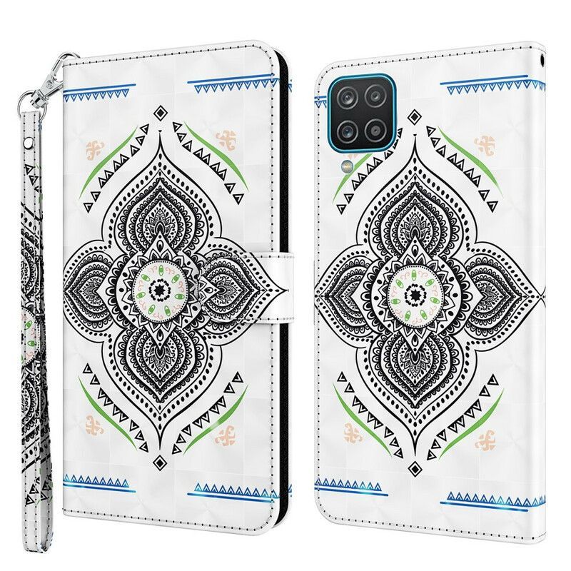 Kožené Pouzdro Na Samsung Galaxy M12 / A12 Světelné Skvrny Mandaly Se Šňůrkou