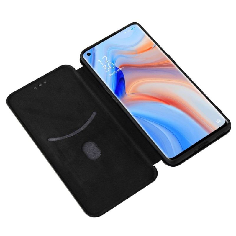 Flipové Pouzdro Na Oppo Find X3 Lite Umělá Kůže Ve Stylu Uhlíkových Vláken
