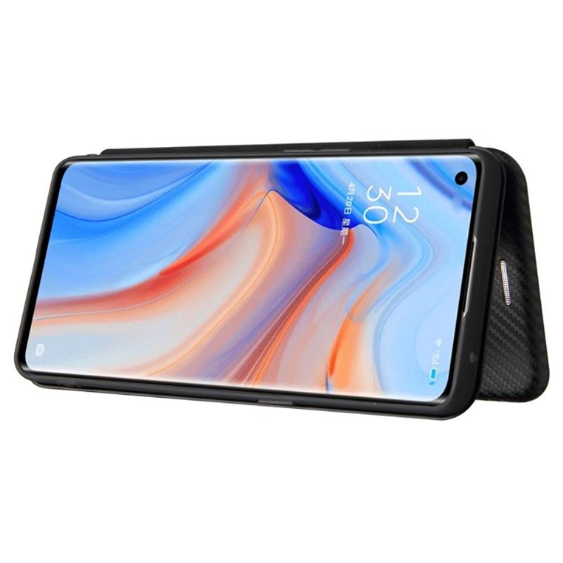 Flipové Pouzdro Na Oppo Find X3 Lite Umělá Kůže Ve Stylu Uhlíkových Vláken