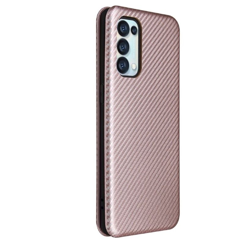 Flipové Pouzdro Na Oppo Find X3 Lite Umělá Kůže Ve Stylu Uhlíkových Vláken