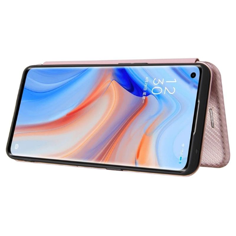 Flipové Pouzdro Na Oppo Find X3 Lite Umělá Kůže Ve Stylu Uhlíkových Vláken