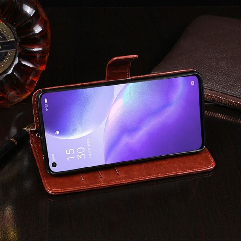 Kožené Pouzdro Na Oppo Find X3 Lite Flipové Pouzdro Kožený Efekt Idewei Folio