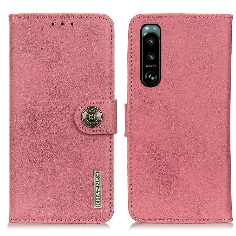 Flipové Pouzdro Na Sony Xperia 5 III Držák Karet S Koženými Efekty Khazneh