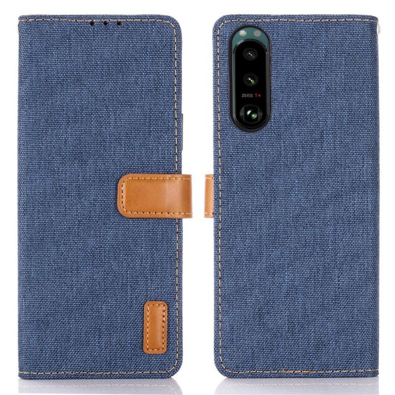 Flipové Pouzdro Na Sony Xperia 5 III Efekt Plátna Oxford