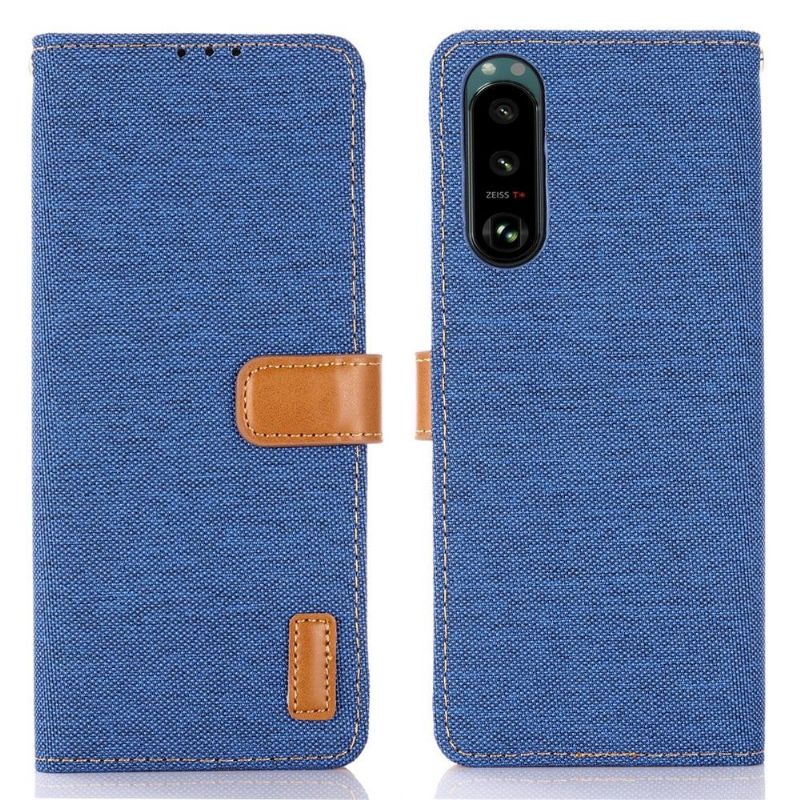 Flipové Pouzdro Na Sony Xperia 5 III Efekt Plátna Oxford