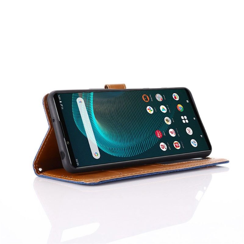 Flipové Pouzdro Na Sony Xperia 5 III Efekt Plátna Oxford