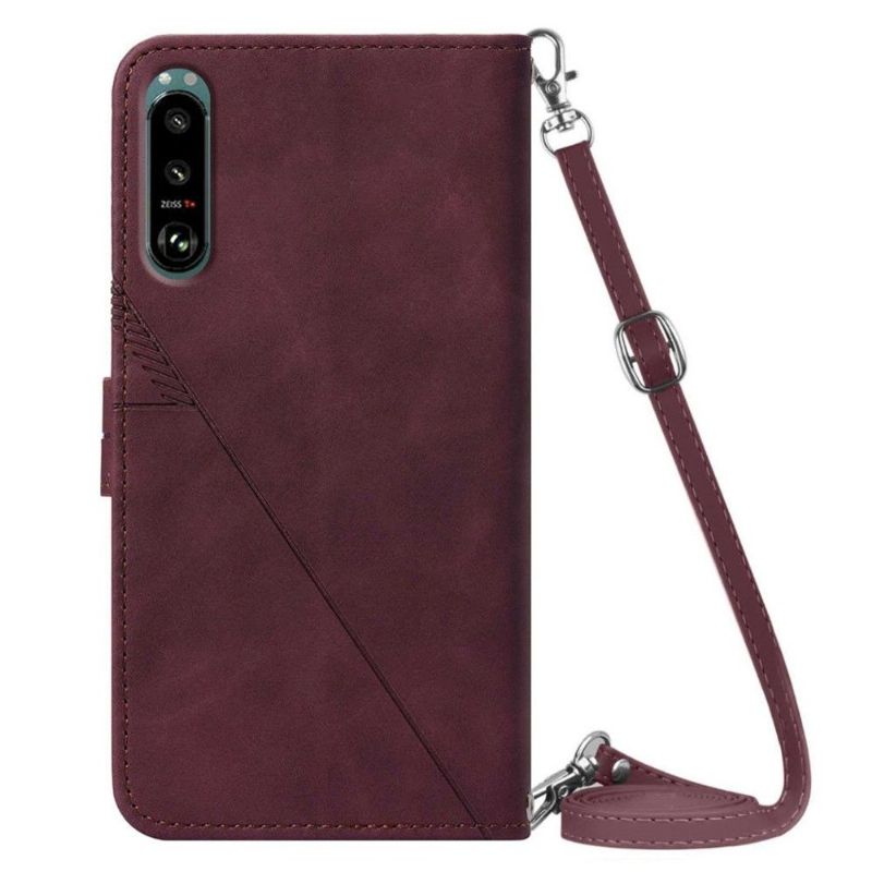 Flipové Pouzdro Na Sony Xperia 5 III Geometrický Design S Popruhem