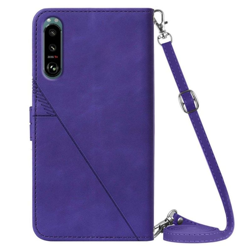 Flipové Pouzdro Na Sony Xperia 5 III Geometrický Design S Popruhem