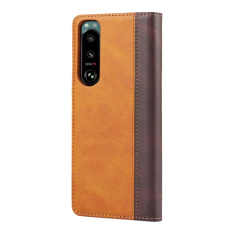 Flipové Pouzdro Na Sony Xperia 5 III Kožené Pouzdro Dvoubarevný Držák Karty S Klapkou