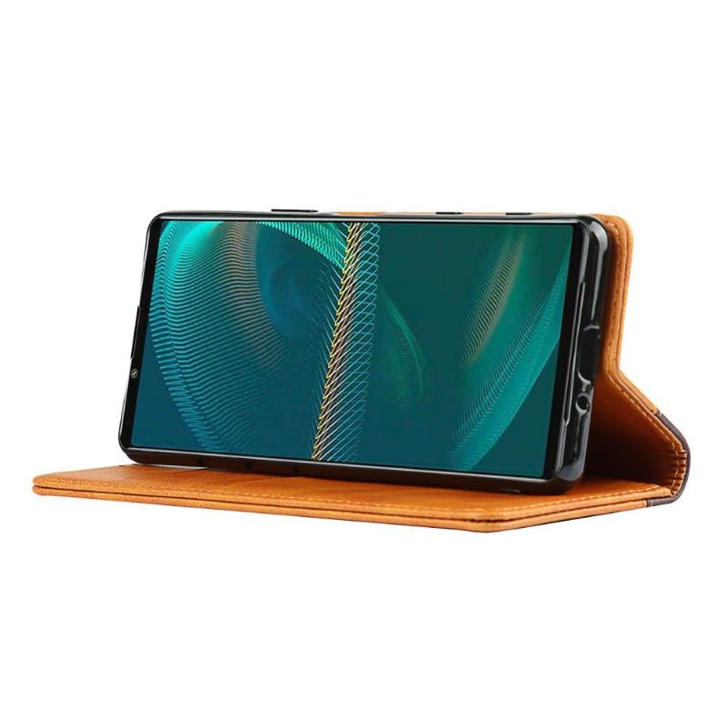 Flipové Pouzdro Na Sony Xperia 5 III Kožené Pouzdro Dvoubarevný Držák Karty S Klapkou