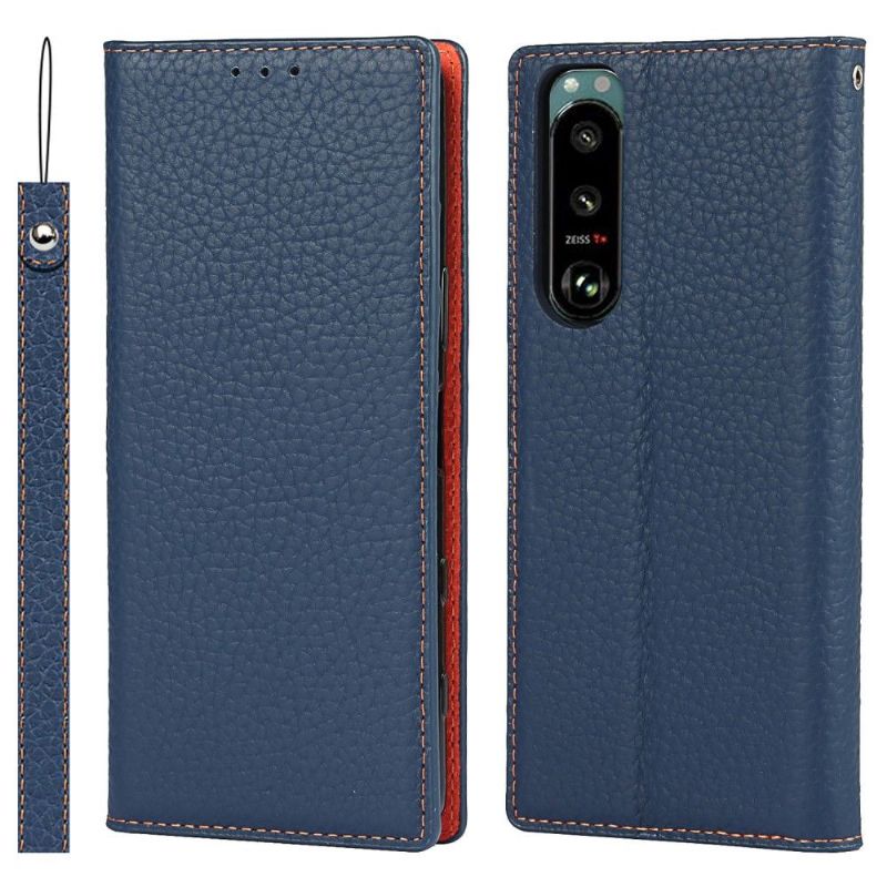 Flipové Pouzdro Na Sony Xperia 5 III Na Lana Kůže