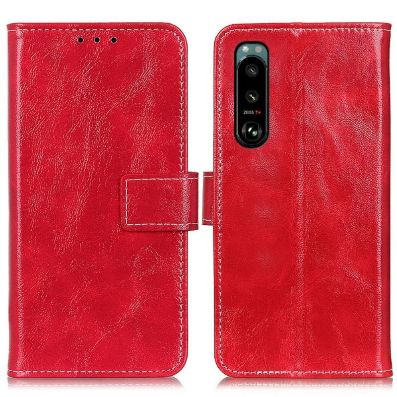 Flipové Pouzdro Na Sony Xperia 5 III Prošívání S Luxusním Koženým Efektem