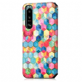 Kožené Pouzdro Na Sony Xperia 5 III 3d Kostka