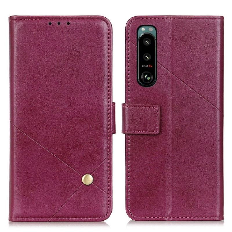 Kožené Pouzdro Na Sony Xperia 5 III Flipové Pouzdro Klapka Z Umělé Kůže S Nýtem