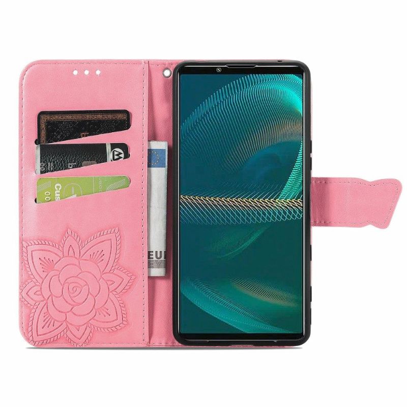 Kožené Pouzdro Na Sony Xperia 5 III Pomocný Motýl