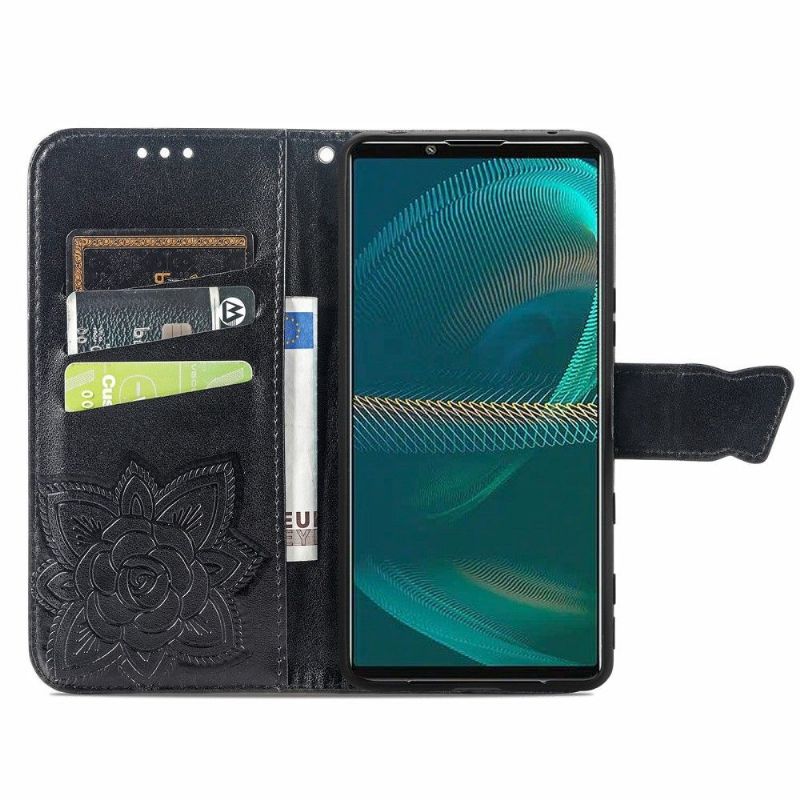 Kožené Pouzdro Na Sony Xperia 5 III Pomocný Motýl