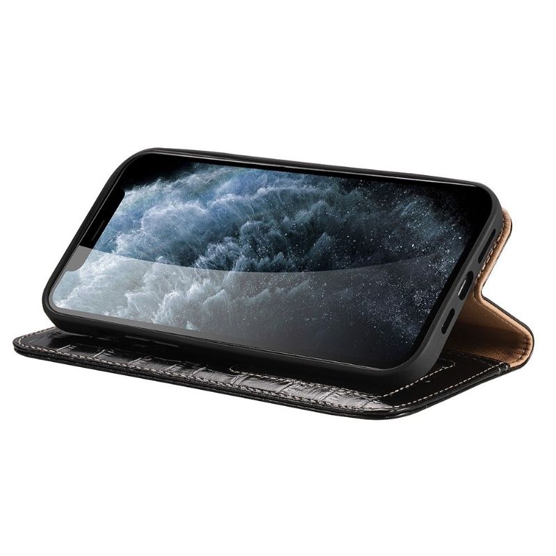 Flipové Pouzdro Na iPhone 12 / 12 Pro Kůže Croc Look