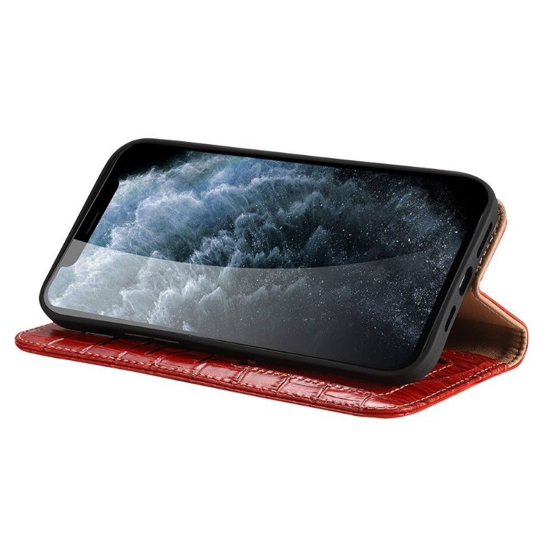 Flipové Pouzdro Na iPhone 12 / 12 Pro Kůže Croc Look