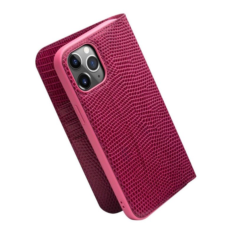 Flipové Pouzdro Na iPhone 12 / 12 Pro Pravá Kůže S Efektem Croc