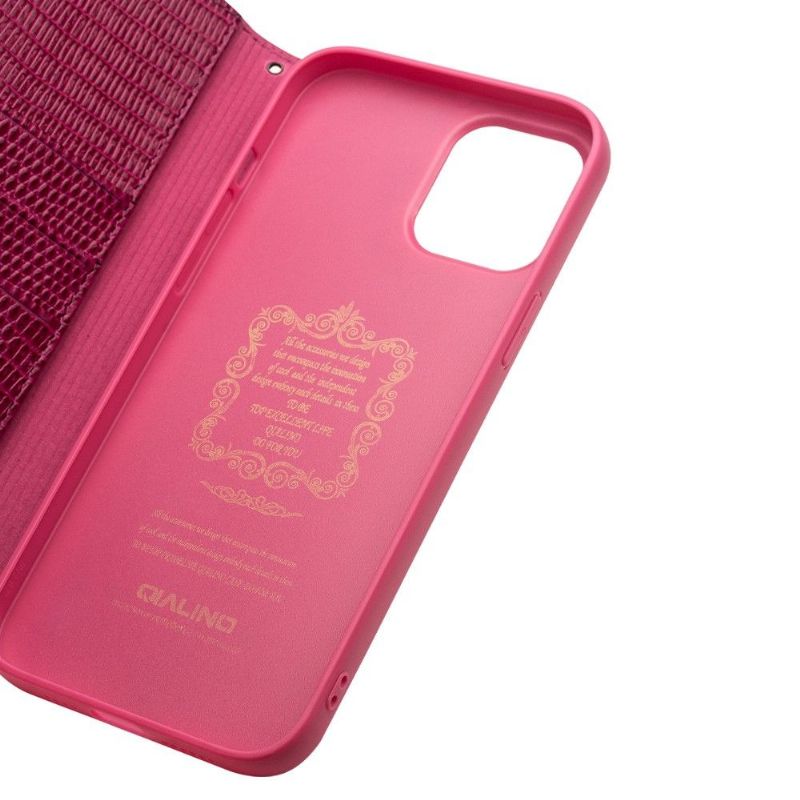 Flipové Pouzdro Na iPhone 12 / 12 Pro Pravá Kůže S Efektem Croc