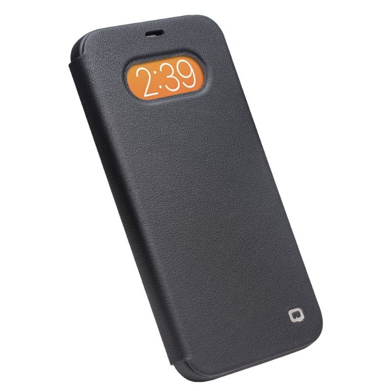Flipové Pouzdro Na iPhone 12 / 12 Pro Pravá Kůže S Oknem
