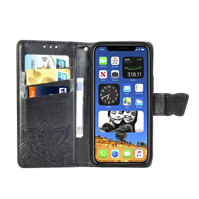 Kožené Pouzdro Folio Na iPhone 12 / 12 Pro Pomocný Motýl