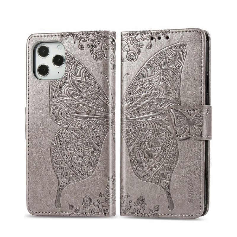 Kožené Pouzdro Folio Na iPhone 12 / 12 Pro Pomocný Motýl