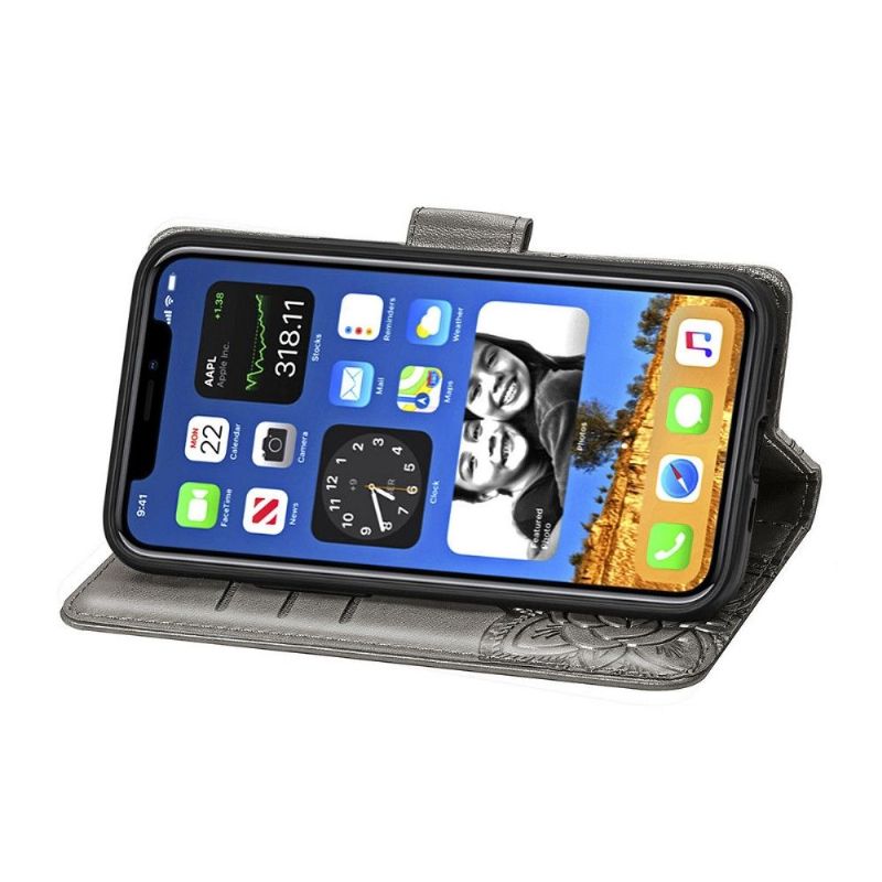Kožené Pouzdro Folio Na iPhone 12 / 12 Pro Pomocný Motýl