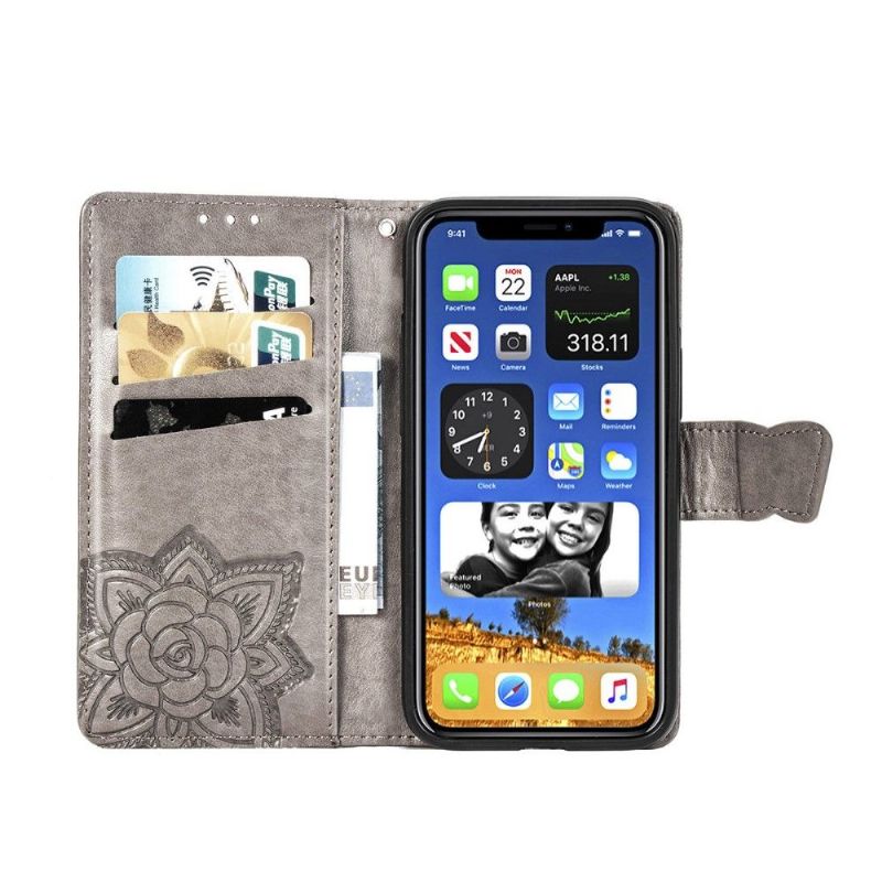 Kožené Pouzdro Folio Na iPhone 12 / 12 Pro Pomocný Motýl