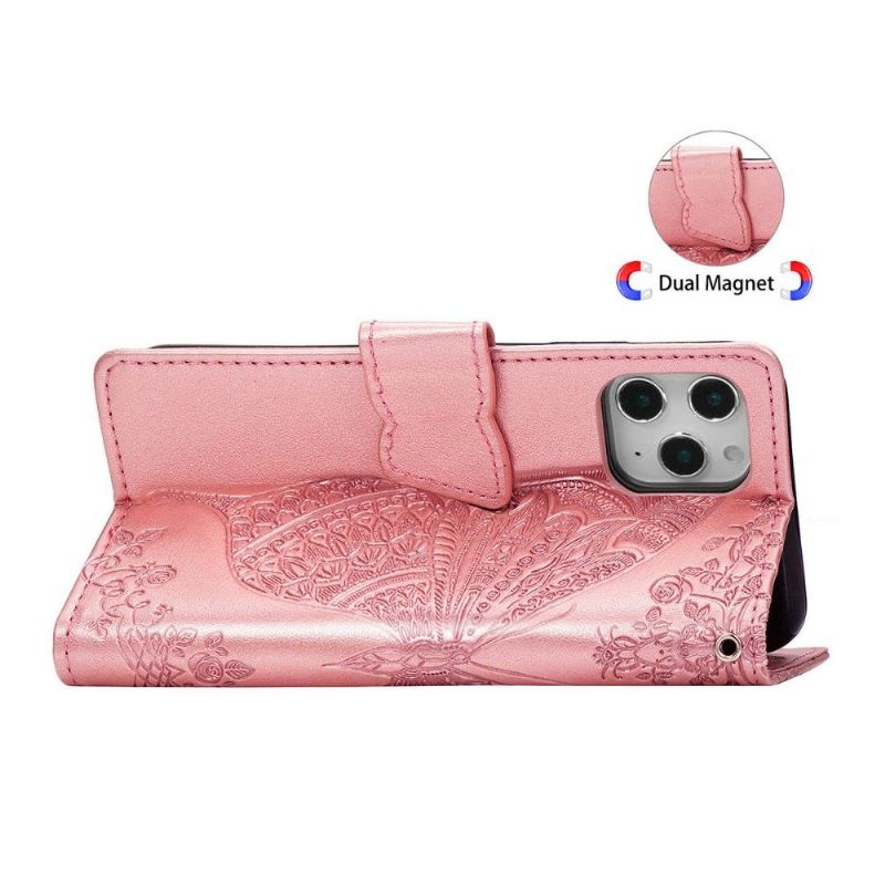 Kožené Pouzdro Folio Na iPhone 12 / 12 Pro Pomocný Motýl