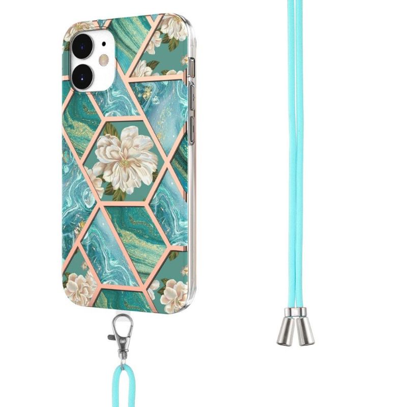 Kryty Na Mobil Na iPhone 12 / 12 Pro Na Lana Mramorové A Bílé Květy