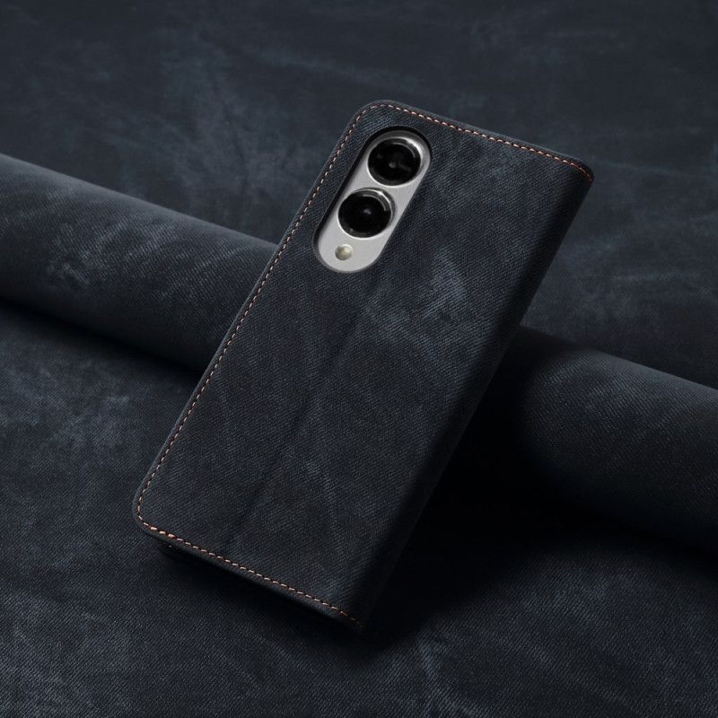 Kožené Pouzdro Folio Samsung Galaxy S25 5g Edge Džínová Látka