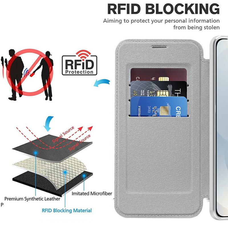 Kožené Pouzdro Folio Samsung Galaxy S25 5g Edge Prošívaná Kompatibilní S Magsafe