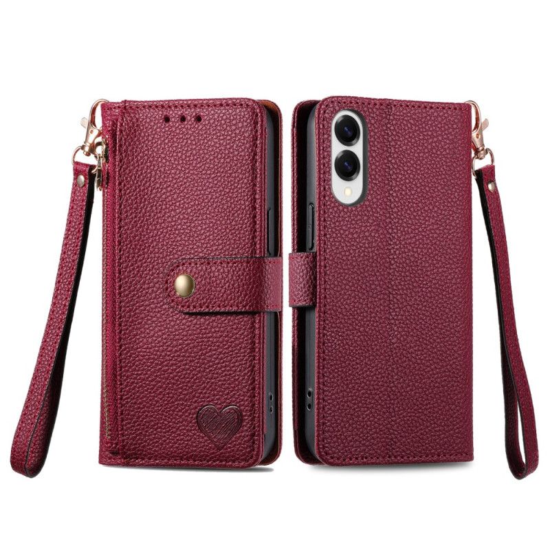 Kožený Kryt Na Samsung Galaxy S25 5g Edge Rfid Vzor Se Srdcem