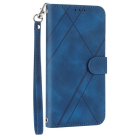 Kožený Kryt Samsung Galaxy S25 5g Edge Popruh S Potištěnými Liniemi