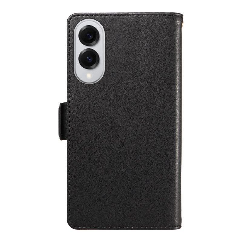 Kožený Kryt Samsung Galaxy S25 5g Edge Pouzdro Na Karty A Poutko Na Zápěstí