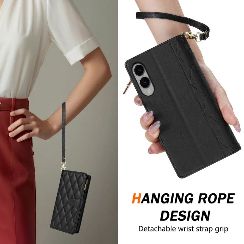 Kožený Kryt Samsung Galaxy S25 5g Edge Prošívaná Peněženka