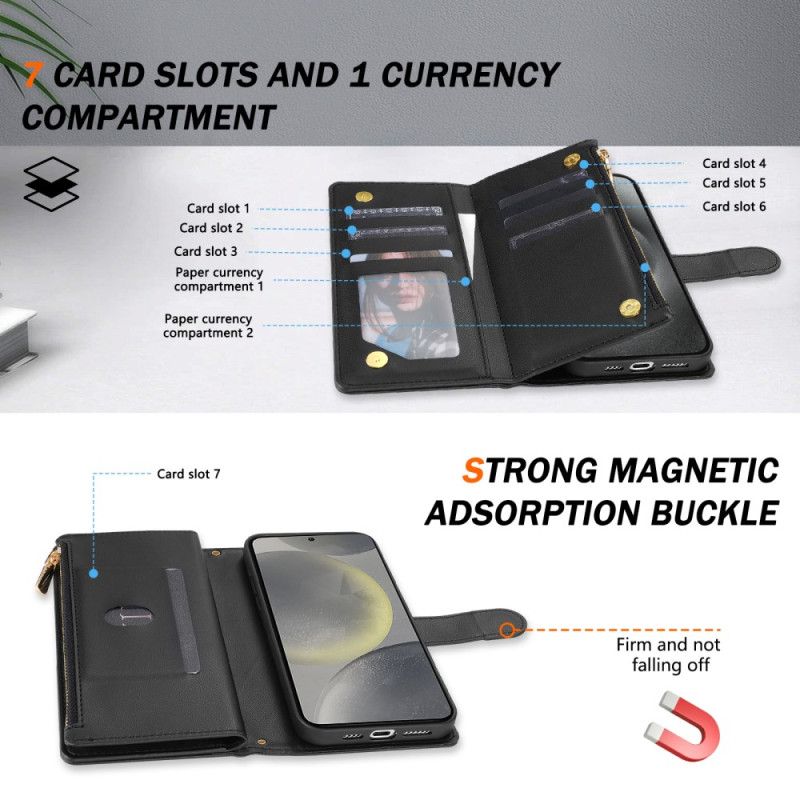 Kožený Kryt Samsung Galaxy S25 5g Edge Prošívaná Peněženka